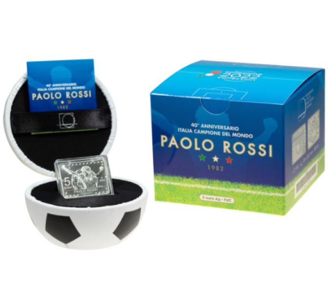 Italien 5 Euro Silber BU 2022 - 40. Geburtstag Italiens als Fußballweltmeister - Paolo Rossi