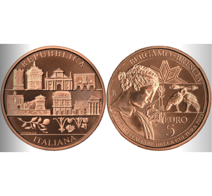 Italien 5 Euro BU 2023 - Italienische Kulturhauptstädte – Bergamo und Brescia
