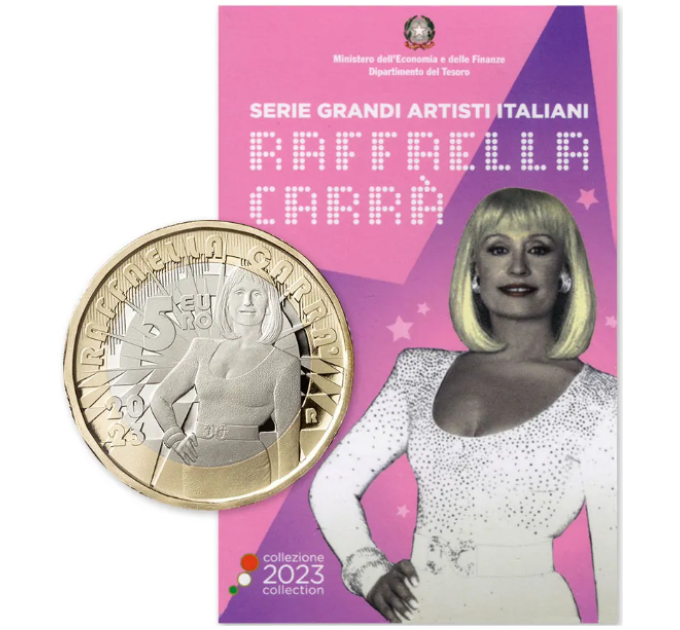Italien 5 Euro BU 2023 - Serie Große italienische Künstler – Raffaella Carrà