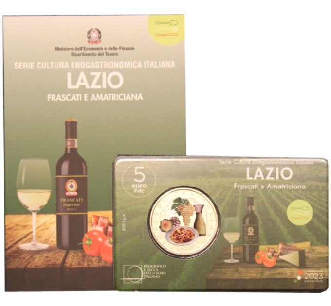 Italien 5 Euro BU 2023 - Italienische Ess- und Weinkultur - Venetien - Frascati und Amatriciana