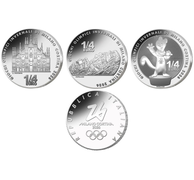 Italien 1/4 Euro UNC 2025 - Olympische Winterspiele Mailand Cortina