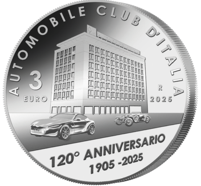 Italien 3 Euro Silber BU 2025 - 120. Jahrestag der Gründung des ACI – Automobile Club of Italy