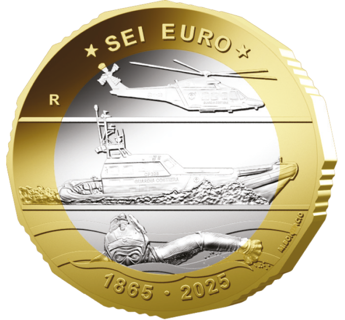 Italien 6 Euro BU 2025 - 160. Jahrestag der Hafenbehörde – Küstenwache