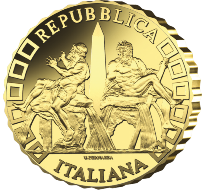Italien 10 euro gold proof 2025 – Brunnen Italiens - Fontana dei Quattro Fiumi - Rom