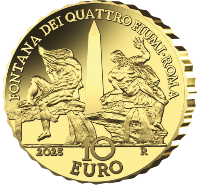Italien 10 euro gold proof 2025 – Brunnen Italiens - Fontana dei Quattro Fiumi - Rom