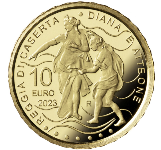 Italien 10 euro gold proof 2023 – Brunnen Italiens - Königspalast von Caserta – Brunnen von Diana und Aktäon