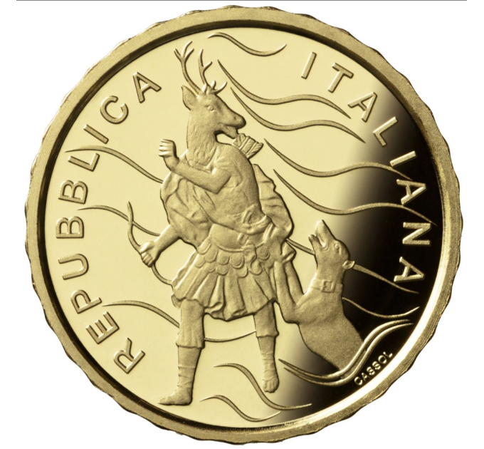 Italien 10 euro gold proof 2023 – Brunnen Italiens - Königspalast von Caserta – Brunnen von Diana und Aktäon
