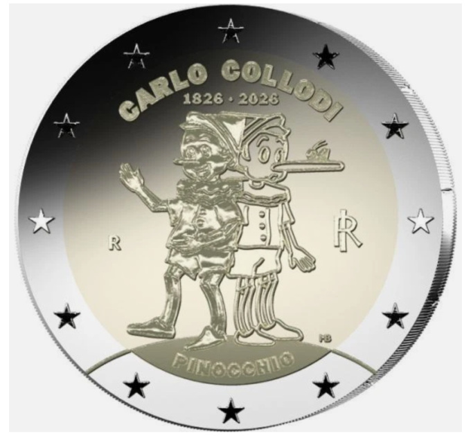 Italien 2 euro Proof Reverse 2026 – 200. Jahrestag der Geburt von Carlo Collodi