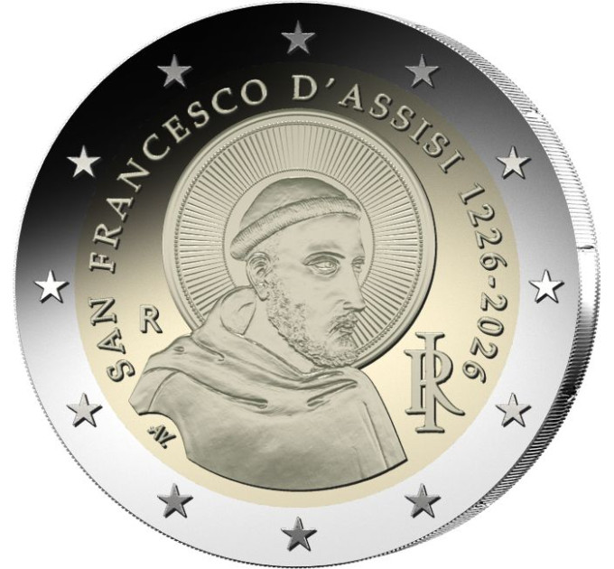 Italien 2 euro UNC roll 2026 – 800. Todestag des heiligen Franz von Assisi