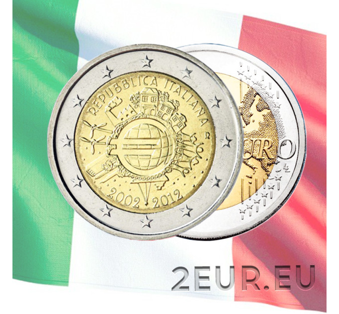 Italien 2 euro UNC 2012 - 10 Jahre Euro-Bargeld