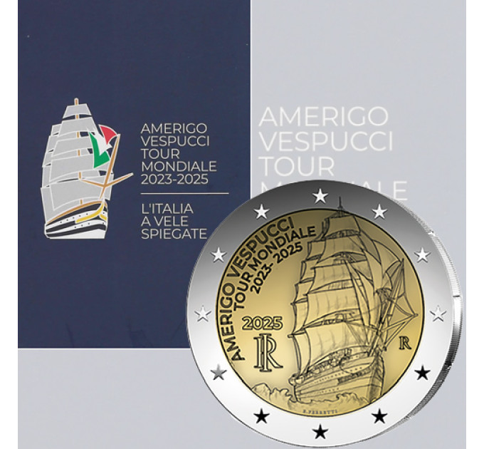 Italien 2 euro BU 2025 – Reise des Schiffes Amerigo Vespucci