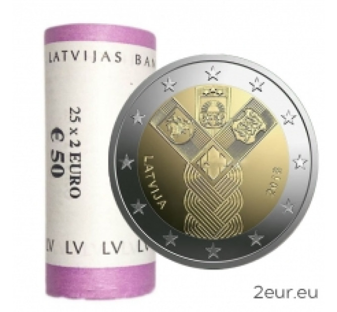 Lettland 2 Euro UNC rollen 2018 – 100. Jahrestag der Unabhängigkeit der baltischen Staaten
