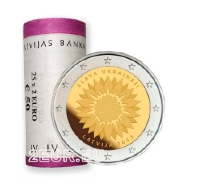 Lettland 2 Euro UNC rollen 2023 – Slava Ukrainai