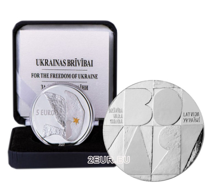 Lettland 5 Euro Silber PP 2022 – Freiheit der Ukraine