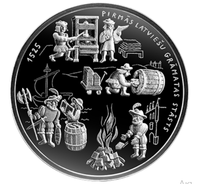 Lettland 5 Euro Silber PP 2025 – Lettisches Buch – 500