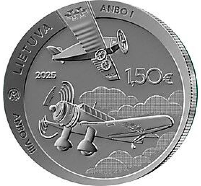 Litauen 1,5 Euro UNC 2025 - ANBO-Flugzeuge – 100 Jahre