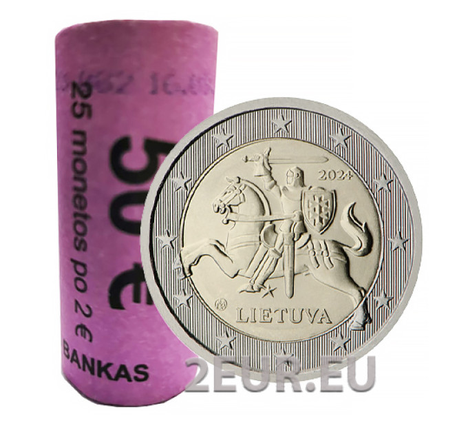 Litauen 2 Euro UNC rollen 2024 – Wappen der Republik Litauen Vytis