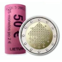 Litauen 2 Euro UNC rollen 2024 – Litauische Tradition der strohgedeckten Gärten