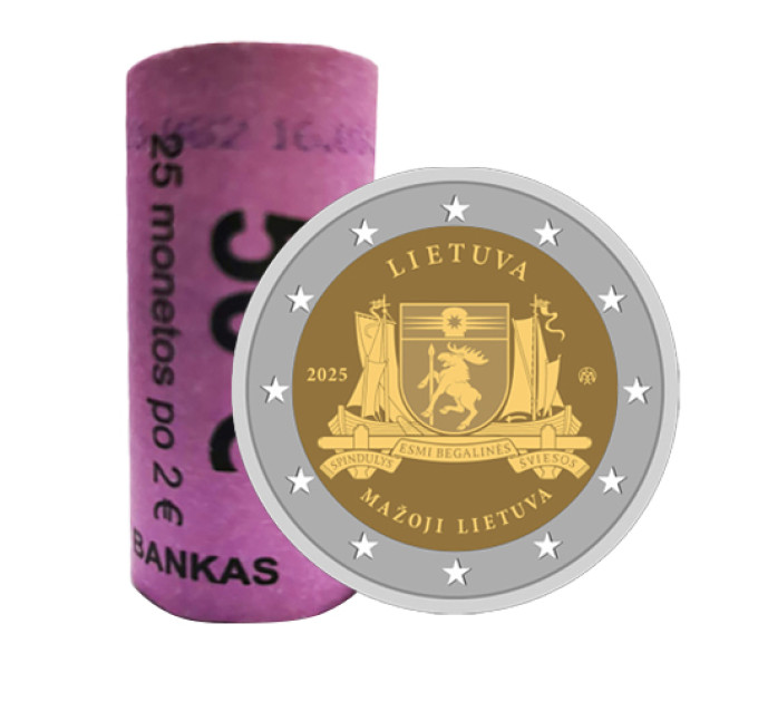Litauen 2 Euro UNC rollen 2025 – Litauen Klein