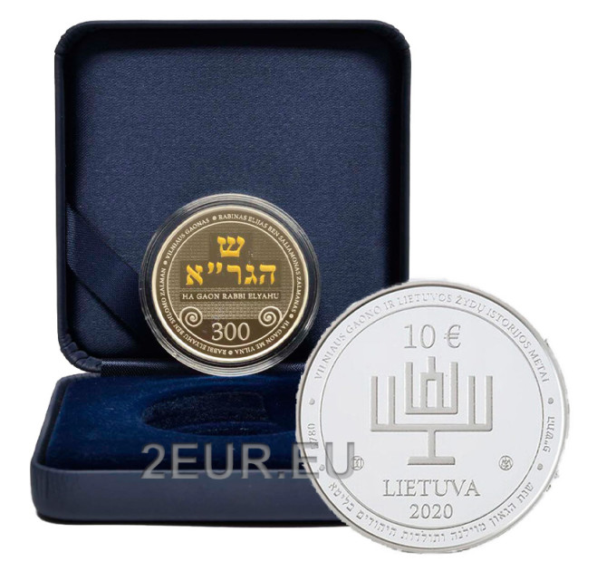 Litauen 10 Euro Silber PP 2020 – 300. Jahrestag der Geburt des Menorah-jüdischen Wilnaer Gaon