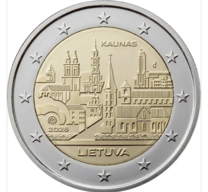 Litauen 2 Euro UNC rollen 2026 – KAUNAS