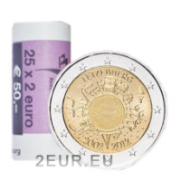 Luxemburg 2 Euro UNC rollen 2012 – 10 Jahre Euro