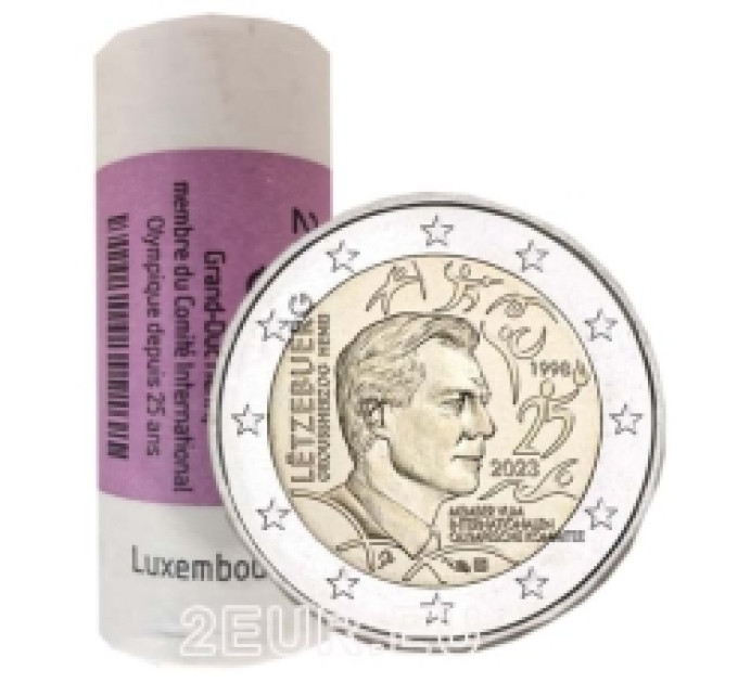 Luxemburg 2 Euro UNC rollen 2023 – 25. Jahrestag der Aufnahme von Großherzog Henri als Mitglied des Internationalen Olympischen Komitees