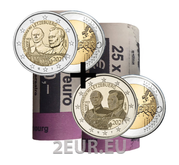 Luxemburg 2 Euro UNC rollen 2021 – 100. Geburtstag von Großherzog Jean