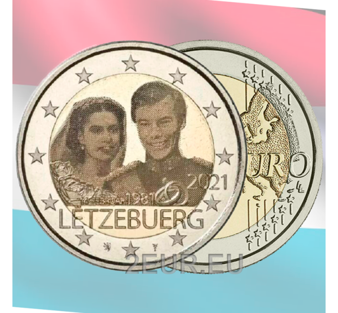 Luxemburg 2 Euro UNC 2021 - 40. Hochzeitstag von Großherzogin Maria Teresa mit Großherzog Heinrich
