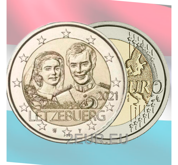 Luxemburg 2 Euro UNC 2021 - 40. Hochzeitstag von Großherzogin Maria Teresa Mit Großherzog Heinrich Relief