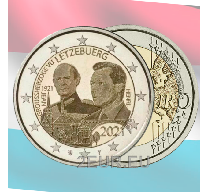 Luxemburg 2 Euro UNC 2021 - 100. Jahrestag der Geburt von Großherzog Jean Foto