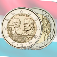 Luxemburg 2 Euro UNC 2021 - 100. Jahrestag der Geburt von Großherzog Jean Relief