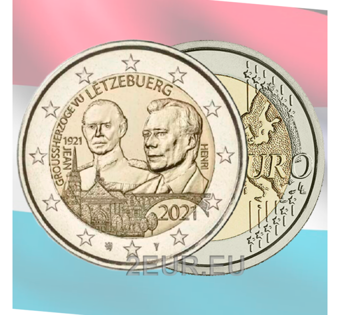Luxemburg 2 Euro UNC 2021 - 100. Jahrestag der Geburt von Großherzog Jean Relief