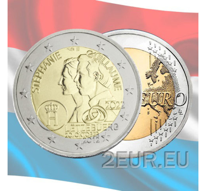 Luxemburg 2 euro UNC 2022 - 10 Jahre seit der Hochzeit von Erbgroßherzog Guillaume und Erbgroßherzogin Stéphanie