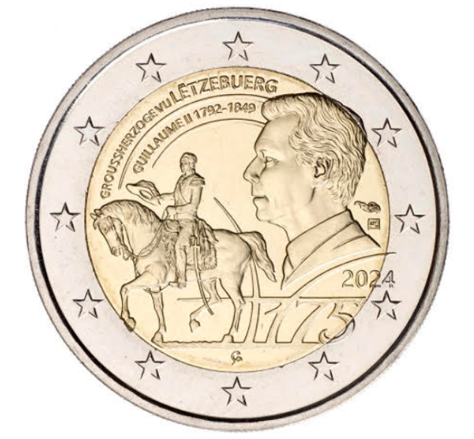Luxemburg 2 Euro UNC 2024 - 175. Todestag von Großherzog Wilhelm II.