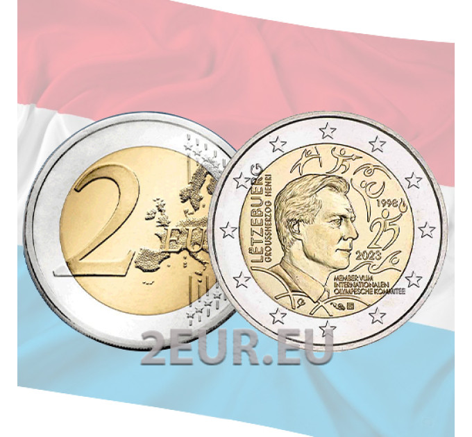 Luxemburg 2 Euro UNC 2023 - 25. Jahrestag der Aufnahme von Großherzog Henri als Mitglied des Internationalen Olympischen Komitees