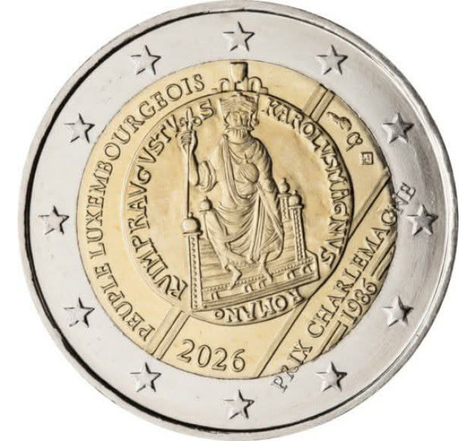 Luxemburg 2 Euro UNC 2026 - 40. Jahrestag der Verleihung des Internationalen Karl-Magnus-Preises an das luxemburgische Volk