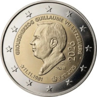 Luxemburg 2 Euro UNC 2026 - Thronbesteigung von Großherzog Guillaume und sein 45. Geburtstag