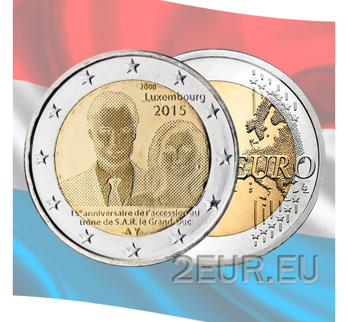 Luxemburg 2 Euro UNC 2015 - 15. Jahrestag der Thronbesteigung S.R.H. der Großherzog