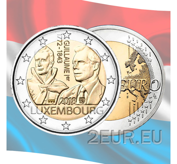 Luxemburg 2 Euro UNC 2018 - 175. Todestag des Großherzogs Guillaume I