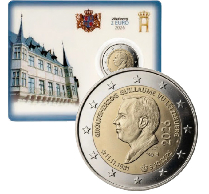 Luxemburg 2 euro BU 2026 - Thronbesteigung von Großherzog Guillaume und sein 45. Geburtstag