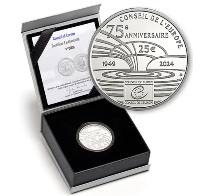 Luxemburg 25 Euro Silber Proof 2024 – 75. Jahrestag des Europarates