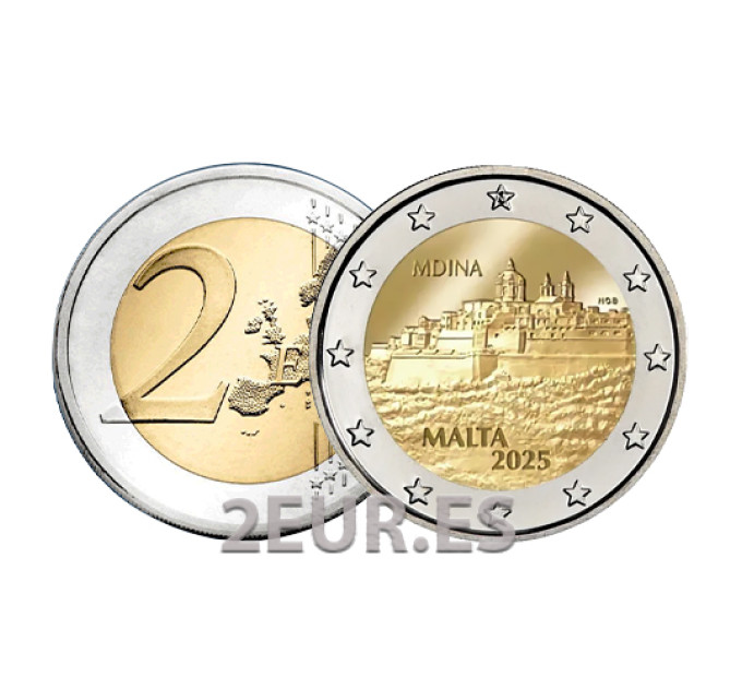 Malta 2 Euro UNC 2025 – Historische Stadt Mdina