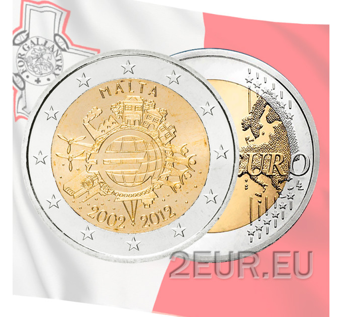 Malta 2 Euro UNC 2012 - 10 Jahre Euro-Bargeld
