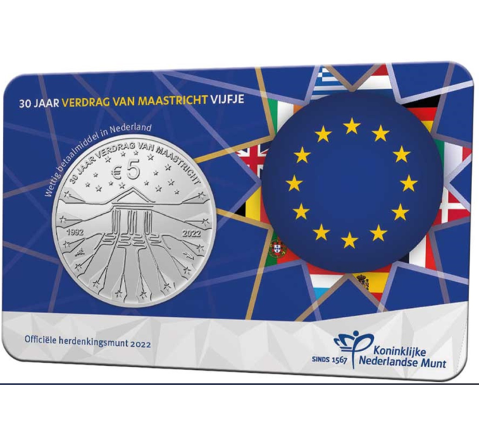 Niederlande 5 Euro UNC 2022 – Vertrag von Maastricht