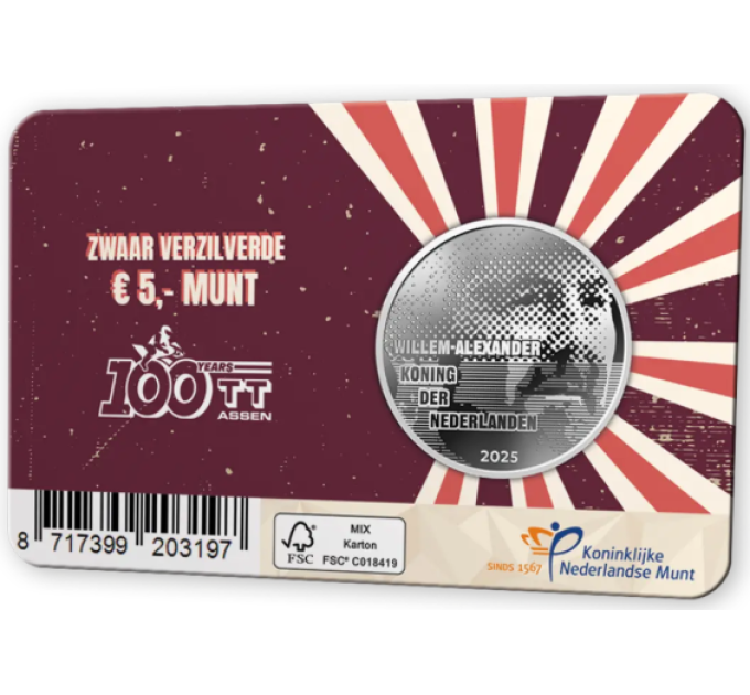 Niederlande 5 Euro UNC 2025 – 100 Jahre TT Assen