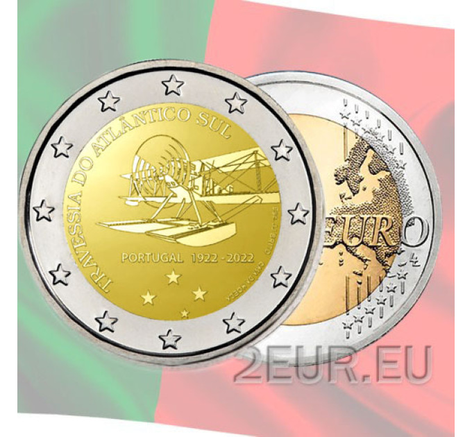 Portugal 2 Euro UNC 2022 - 100. Jahrestag der ersten Südatlantik-Luftüberquerung
