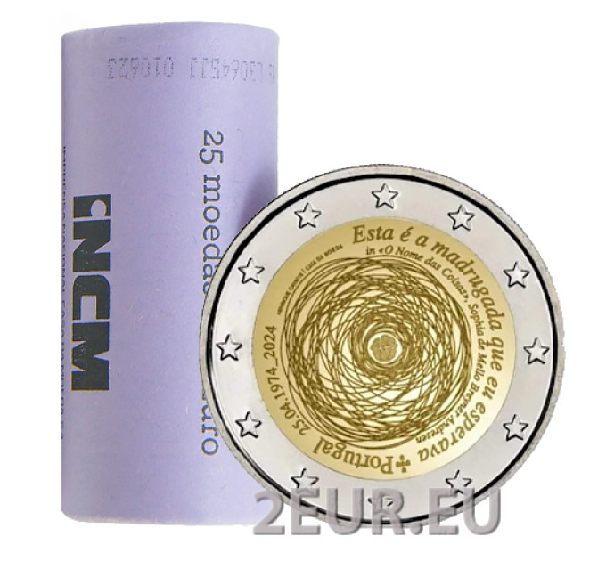 Portugal 2 Euro UNC rollen 2024 – 50. Jahrestag der Nelkenrevolution