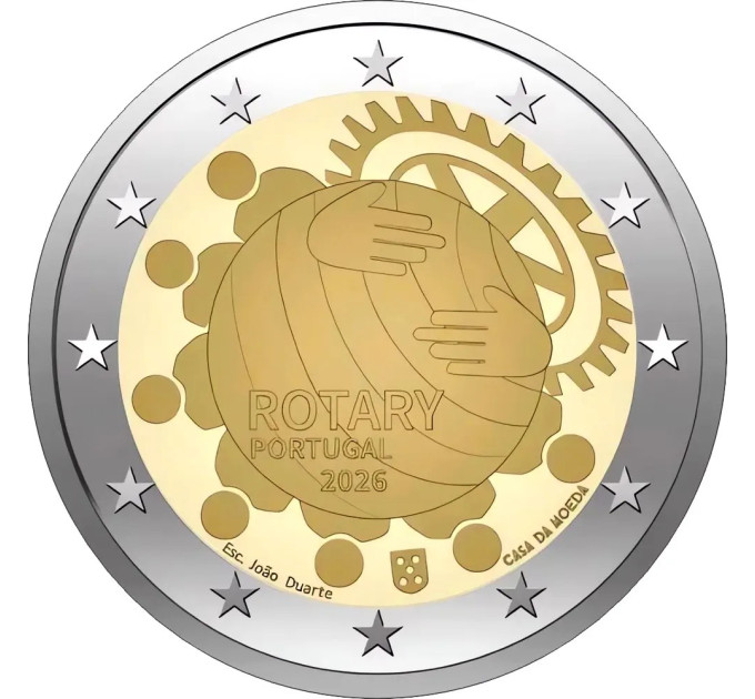 Portugal 2 Euro UNC rollen 2026 – 100-jähriges Jubiläum der Rotary Foundation in Portugal
