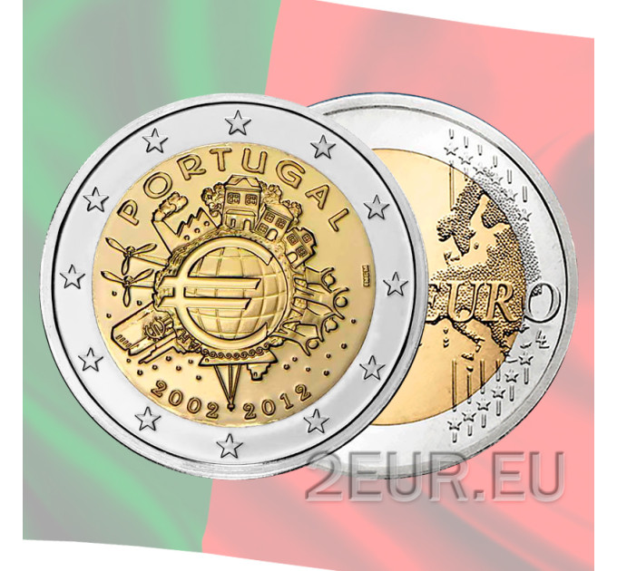  Portugal 2 Euro UNC 2012 - 10 Jahre Euro-Bargeld